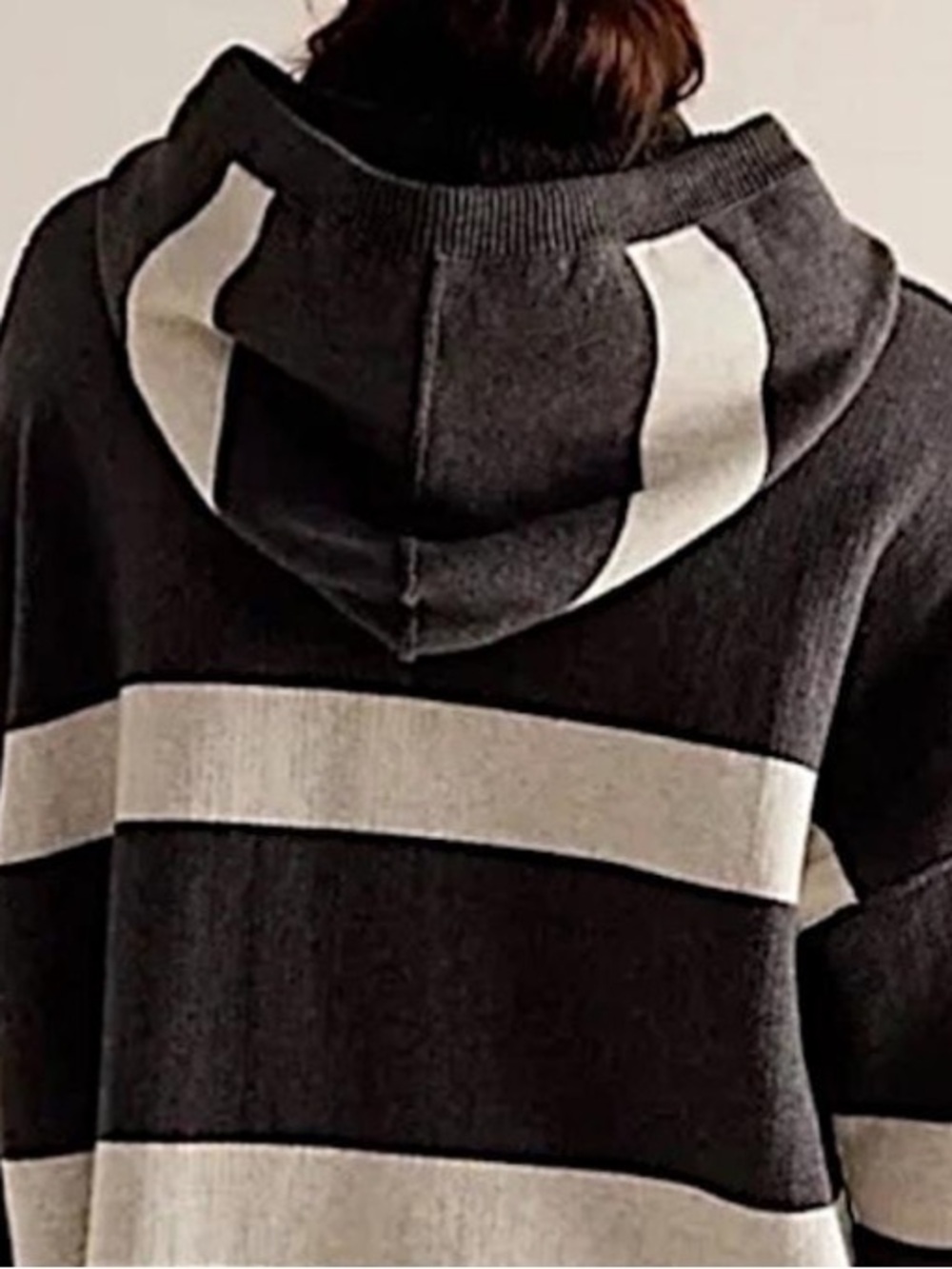 Free People Side Street hoodie in Light Gray and Black Stripes